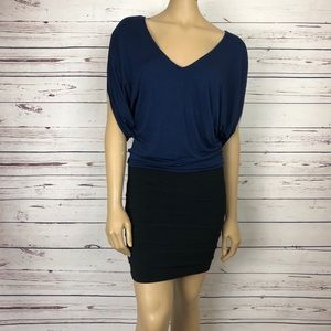 Guess Dress Blouson Mini Skirt Tiered Dolman